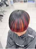 アッシュブラック×レッド×オレンジ