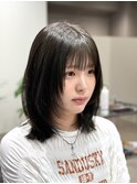 顔まわりレイヤー×くびれボブ/オリーブグレージュ/【坂元】