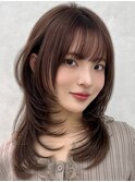 三鷹レイヤーカット韓国ダブルカラー顔周り前髪カットボブ