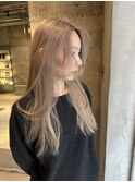 【広島レイヤーカット】ハイトーンベージュ×ロングレイヤー