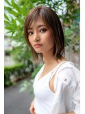 大人かわいい☆小顔前下がりレイヤーボブ×ハイライトグレージュ