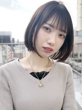 カミノア 銀座店(CAMINOIA) ミストバングの暗めカラー　クールショート　小顔韓国マッシュ