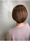 20代30代ミニボブココアブラウン小顔美肌ストレート丸み