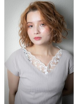 モッズヘア 上尾西口店(mod's hair) かきあげバングオンブレ抜け感金髪ボブパーマw上尾20代30代40代