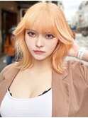 透明感抜群♪ダブルカラーブリーチハイトーンパールオレンジ