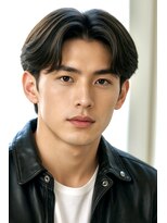 にもう&nbsp;ブルーブラック　韓国センターパート　フェザーパーマ　rk