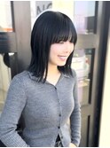 切りっぱなしボブ×ブルーブラック【高崎】