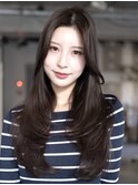 オリーブグレー大人ガーリー韓国ヘア