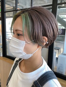 テラスヘア 新潟駅南(TERRACE hair) 艶髪デザインカラーグレーとインナーミントグリーン