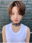 ウェットヘア オリーブベージュ×前髪ショート×横浜