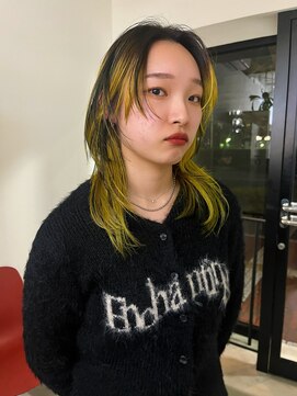 ダールヘア(dar hair) ミディアムウルフ×デザインカラー/呉市美容院/REN