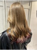 ベージュ×ラベンダー