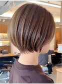 青山白髪ぼかしハンサムショートウルフベージュアッシュ40代50代
