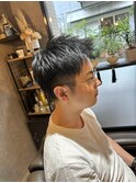 アップバングメンズショート×刈り上げ×ビジネスヘア