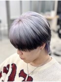 ラベンダーシルバーエンドカラーラウンドマッシュメンズブリーチ