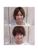 顔型別ヘアスタイル/ショートボブ/縮毛矯正/似合わせ/小顔