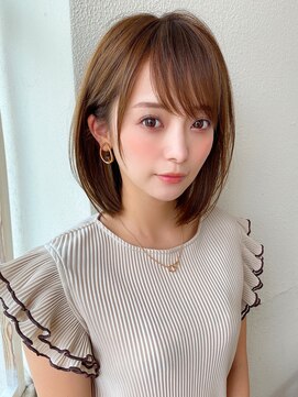 アフロート ディル(AFLOAT D'L) 大人かわいい Aラインボブベージュ抜け感くすみカラー