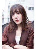 大人かわいい前髪セシルカットココアブラウンフリンジウェーブ