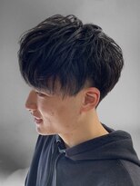 エール(Aile) MEN’SHAIRウルフアッシュブラックカルマパーマベリーショート