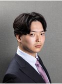 ビジネスツーブロック ナチュラルパーマ センターパート