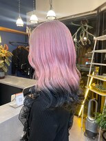 リノショアーズ 日本大通り店(RINOSHORES)&nbsp;ブリーチデザインカラー ピンク×裾ブラック