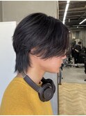 ナチュラルパーマミディアムウルフ
