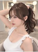 韓国ヘア/くびれヘア/後れ毛/アッシュ/サイドバング