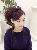 ゆるふわ綿あめ編み込みサイドアップ
