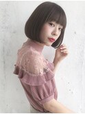 切りっぱなしボブ グレージュカラー 厚めバング！