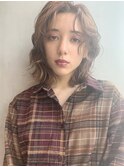センター分けゆるウェーブ_耳かけウェーブパーマ_66995