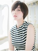 *CUORE水戸*…斜めバングアッシュベージュ艶カラー小顔ミニボブb