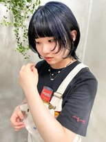 テトヘアー(teto hair) ウルフレイヤーカットネイビーカラーデザインカラー