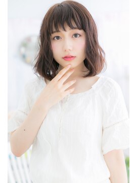 ミック ヘアアンドメイク アップ 駒込店(miq Hair&Make up) フェザーバング小顔なみなみウェーブぶつ切りボブb1