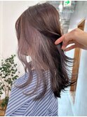 インナーカラーイヤリングカラーダブルカラー波巻きラベンダー◎