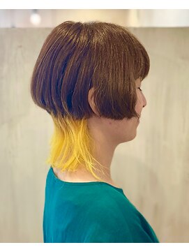 ヘアーリゾートガーデン 南林間店(Hair Resort Garden) イエロー裾カラーボブウルフ