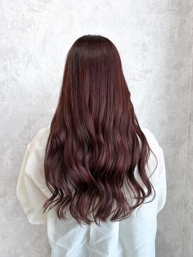 デミヘアー(Demi hair) ワインレッドブラウン×ゆるふわウェーブ