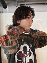 メンズボブウルフメンズミディアムレイヤーカットメンズパーマ