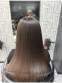 大人可愛い透明感立体感グレージュ×エアストレート