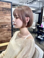 ルアン 上通り(ruen)&nbsp;熊本ボブ　ミルクティーベージュ　ミニボブ　　熊本美容室