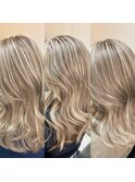 ハイライトカラーくびれヘアアプリコットオレンジ