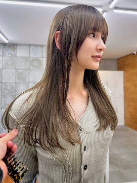 テトヘアー(teto hair) オリーブ ブリーチ無し ロングヘア 透明感カラー 透け感