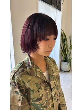 タイドヘア 茨木店(TIDE HAIR) ハッシュボブ×ワインレッド