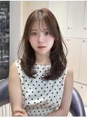 韓国風レイヤーカット/ミディアムボブ/ハッシュカット/前髪/天神
