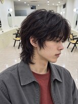 モト 船橋(moto)&nbsp;韓国アイドルメンズ自然なウルフマッシュ艶髪ワインブラック船橋