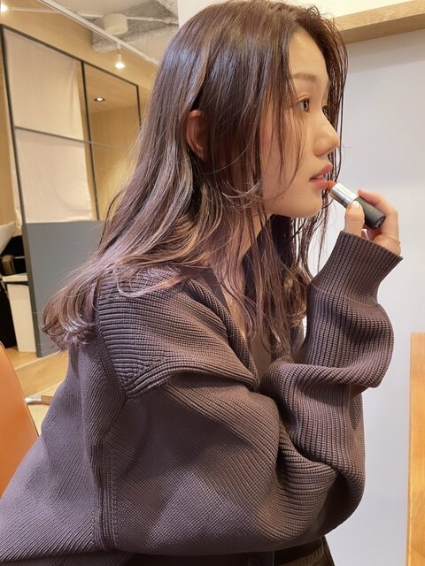 【stylist 中村】ピンクベージュとニュアンスバング