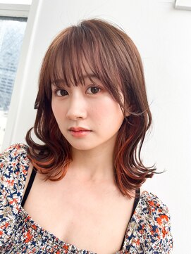 アンヘアー 元町三宮(UNHAIR) 外ハネボブ/ココアベージュ/セクションカラー/イヤリングカラー