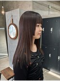 切りっぱなしミディアム姫カットブラウン