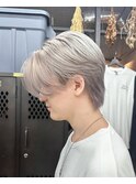 【GEEKS渋谷】センターパートウルフ/シルバーホワイト/韓国ヘア
