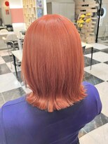 モア 下通店(MORE)&nbsp;Coral orange／ブリーチ／切りっぱなしロブ