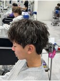 ツイストスパイラルマッシュ刈り上げツーブロックメンズパーマ